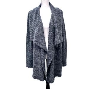 ST. JOHN YELLOW LABEL CHARCOAL GRAY MELANGE OPEN KNIT CARDIGAN